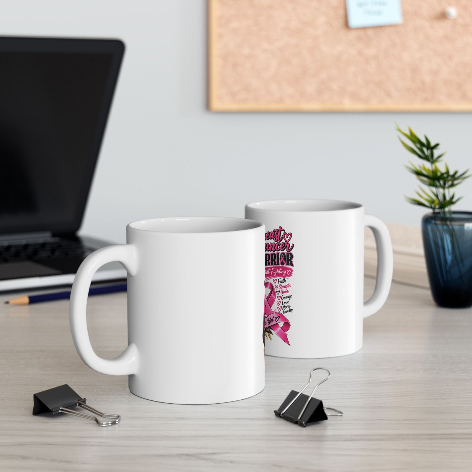 Breast Cancer Warrior Mug — Pink Ribbon Boxing Fighter Ceramic Coffee Cup (11oz/15oz) - Image 5