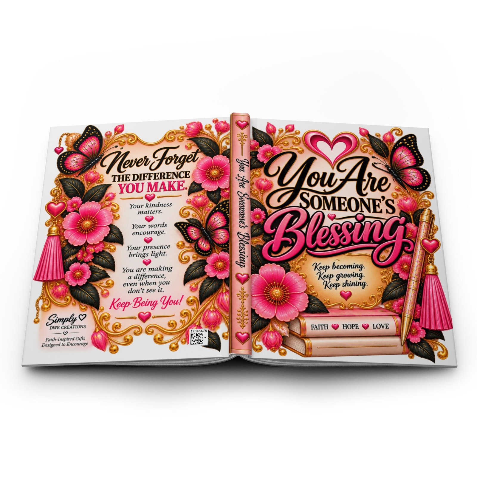 Hardcover Journal — "You Are Someone's Blessing" Inspirational Floral Notebook - Image 4