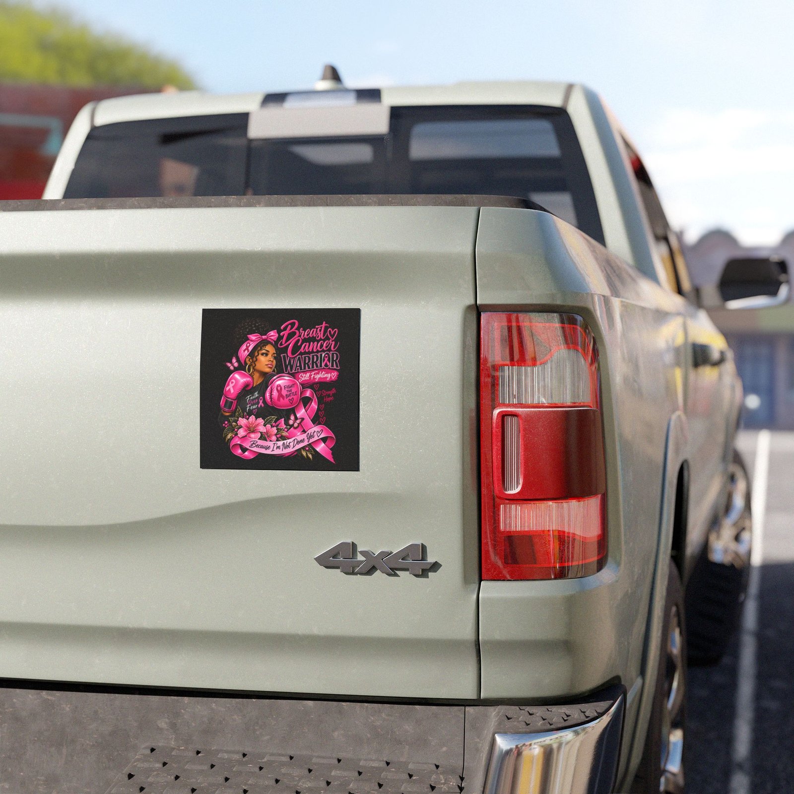Breast Cancer Warrior Car Magnet – 'Because I'm Not Done Yet' Pink Ribbon Design - Image 3