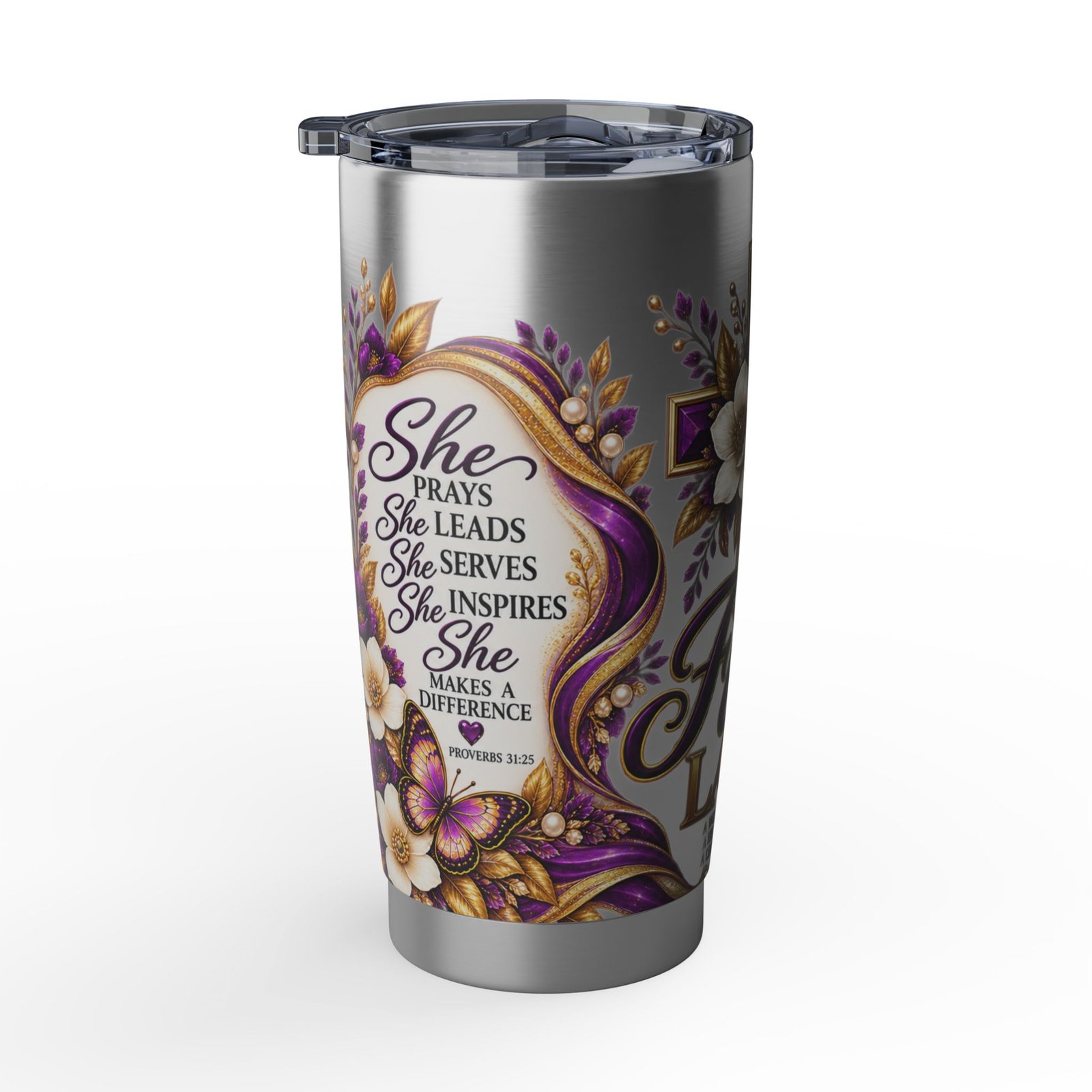 First Lady 20oz Tumbler — Inspirational Floral Cross Travel Cup - Image 4