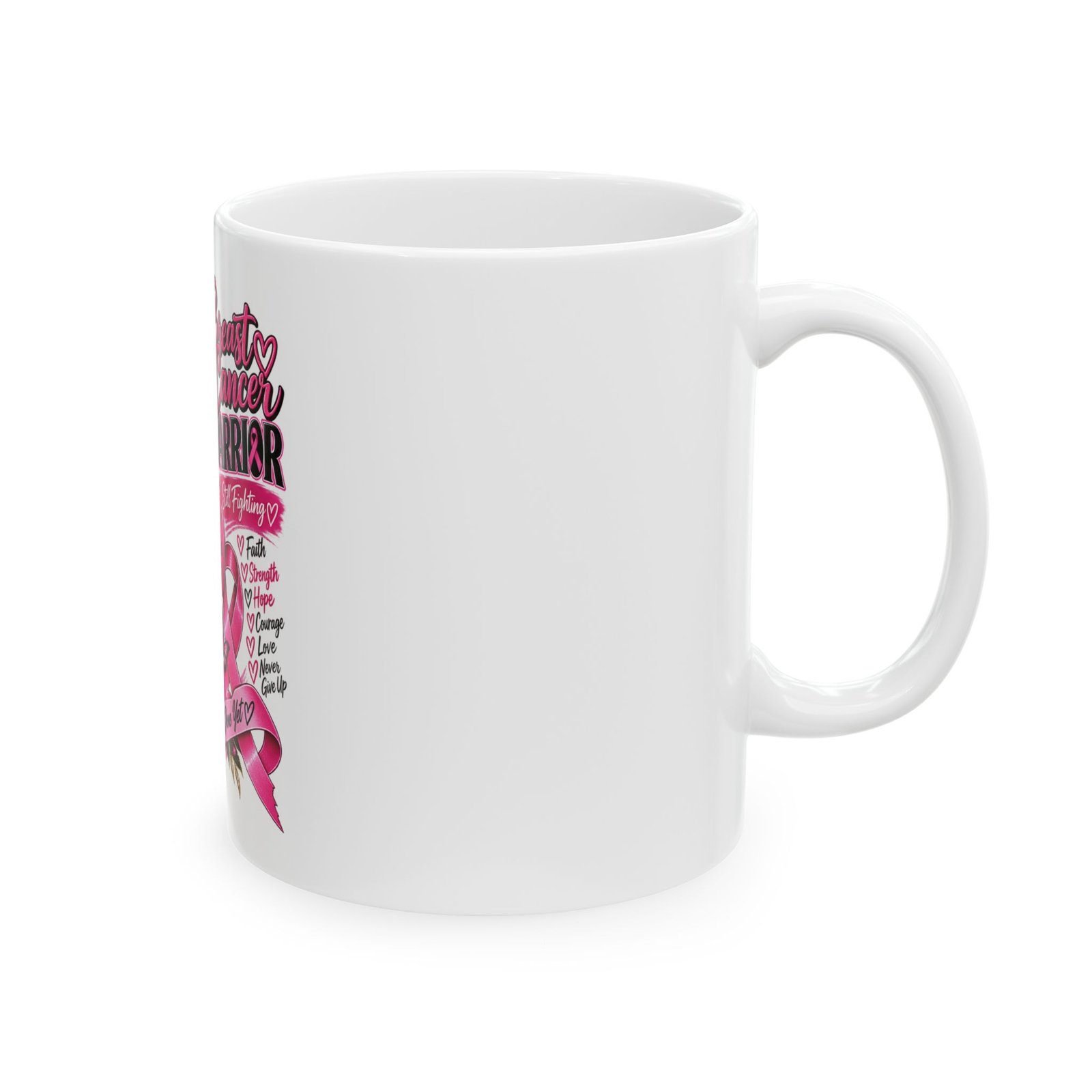 Breast Cancer Warrior Mug — Pink Ribbon Boxing Fighter Ceramic Coffee Cup (11oz/15oz) - Image 4
