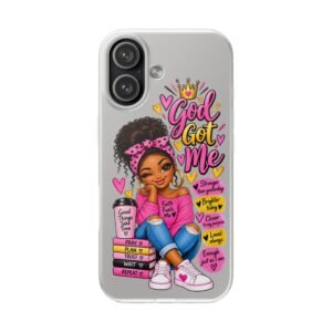 Phone Case — "God Got Me" Afro Girl Clear Flexi Case